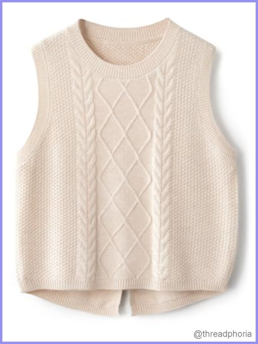 Women's Merino Wool Blend Cable Knit Sleeveless Sweater Vest - Crew Neck